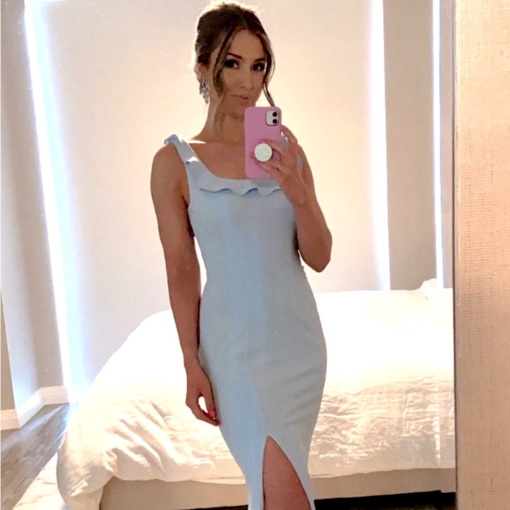 Azazie Sky Blue Bridesmaid floor length dress